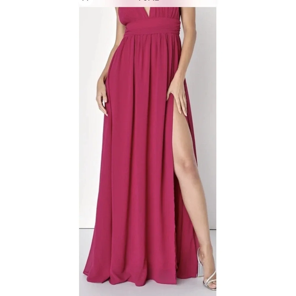 LULUS Size Plus 3X Heavenly‎ Dark Magenta Pink Maxi Dress Sleeveless Chiffon